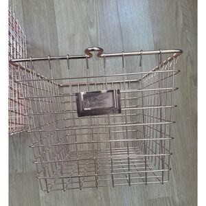 3 Pack Rose Gold Wire Storage Basket Bin Metal Container Handle Shelf Organizer